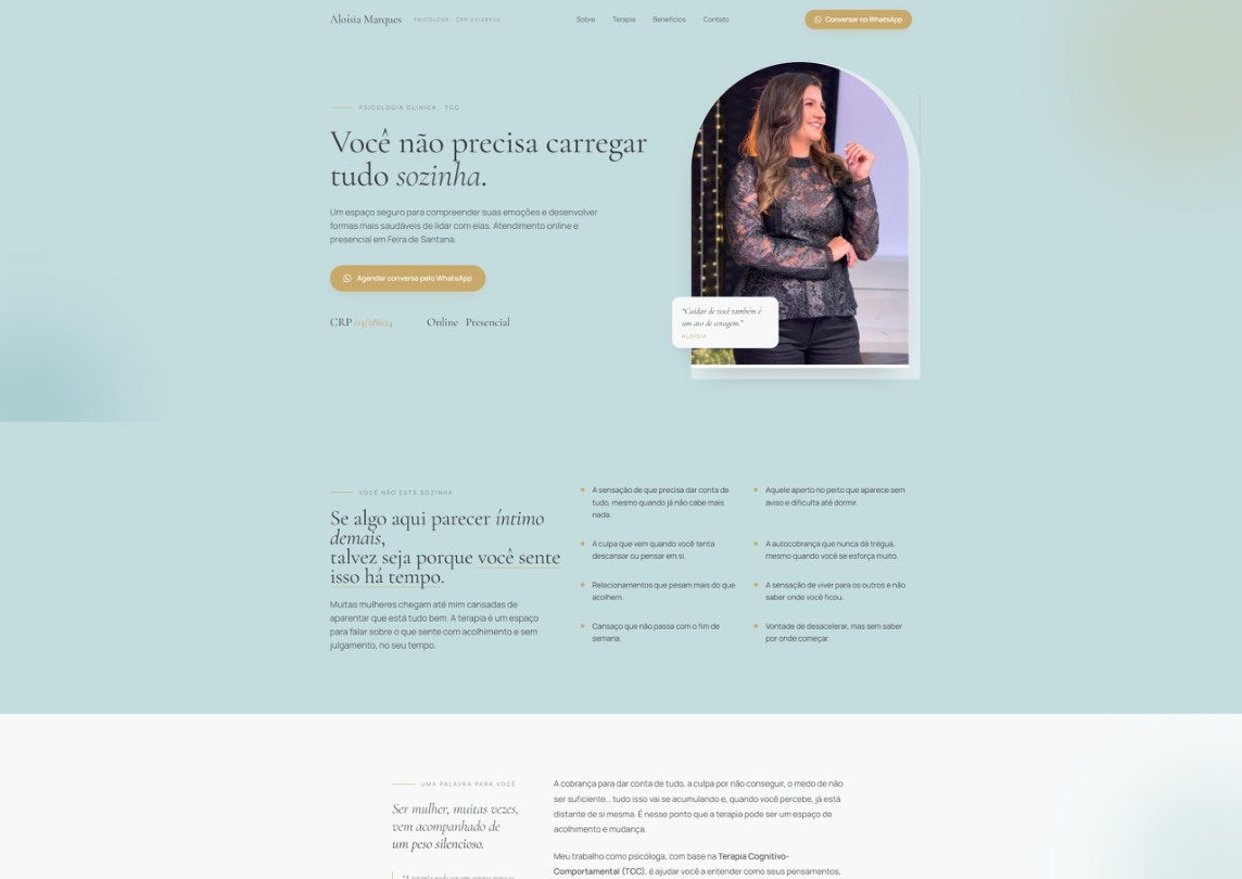Site de Aloísia Marques, psicóloga clínica