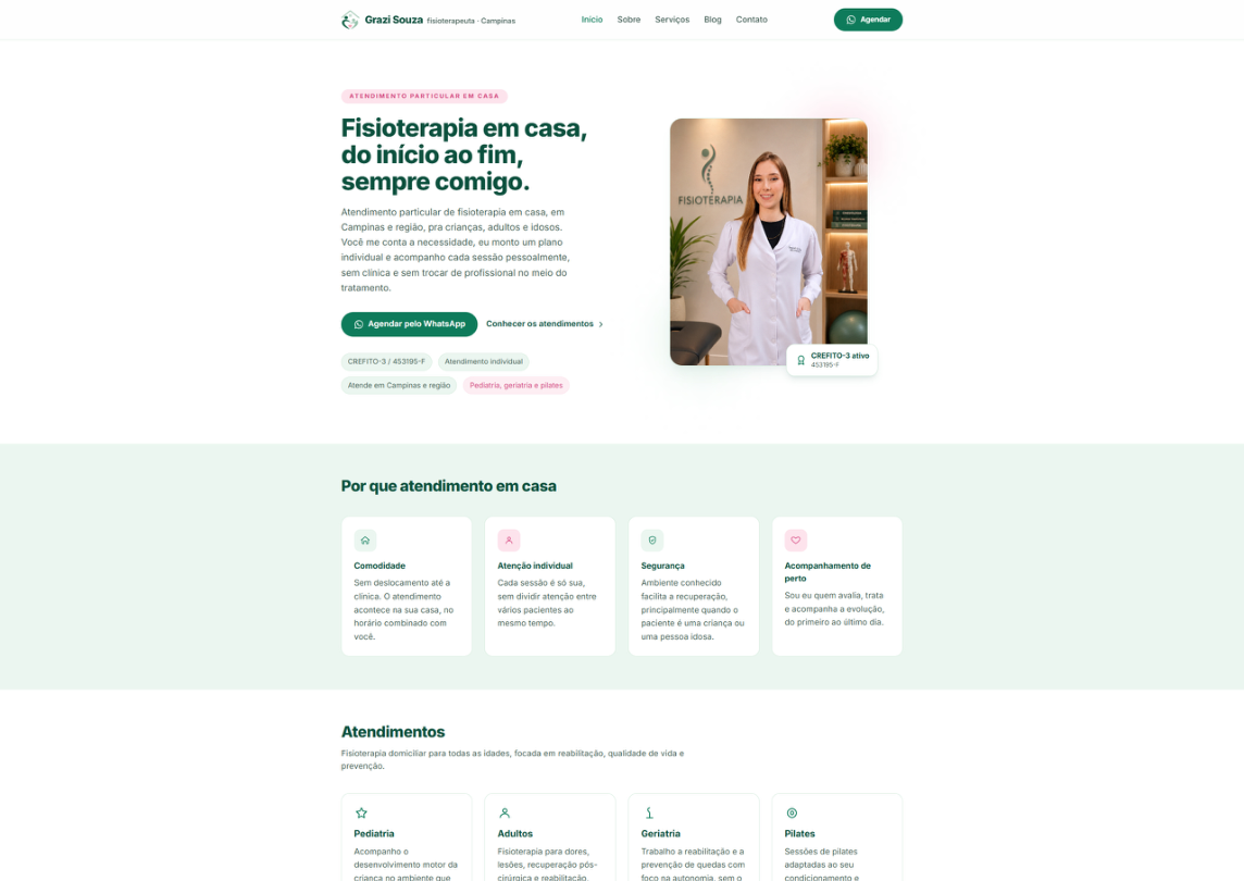 Site de Grazi Souza, fisioterapeuta